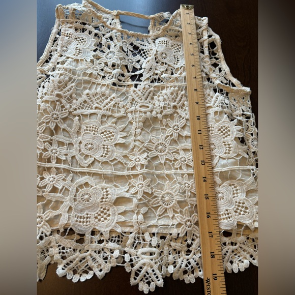 Zara Basic Collection Floral Lace Sleeveless Cream Top XS Feminine Cottagecore - Picture 8 of 8